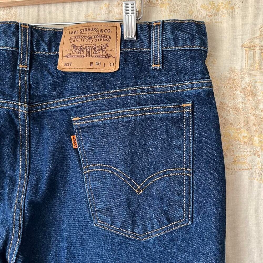 Vintage NWOT 90s Levi's 517 Jeans | Orange Tab Dark Wash Denim | 40x30”
